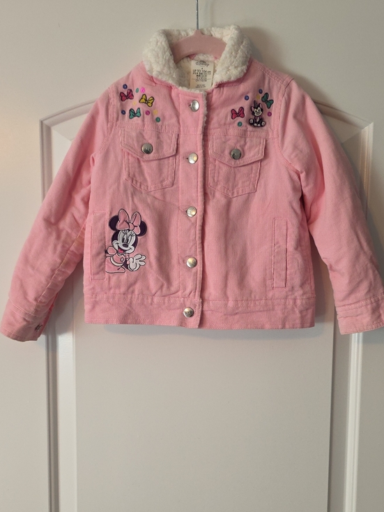 Disney Other - Disney Pink Minnie Mouse Sherpa-Lined Kids Jacket. Size 4